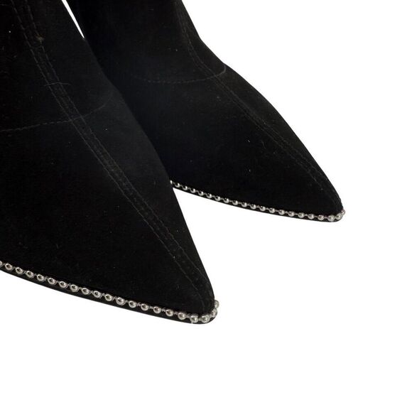 COACH Whitney Bootie Pointed Toe Ankle Boots Black Suede Size 10 B Studded Trim - Picture 2 of 10